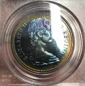 �J�i�_�h�� 1�h�� 1972 SP67 PCGS �V���o�[ KM#64.2a Voyageur Ag Monster Toning