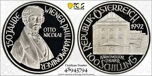 1992 �I�[�X�g���A �V���o�[ 100 �V�����O �I�b�g�[ �j�R�� - PCGS PR 69 DCAM