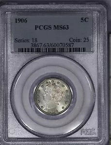 1906 ���o�e�B V �j�b�P�� 5c PCGS MS63 �I�[���h�z���_�[ ���Ɍ��򂪂���܂��I
