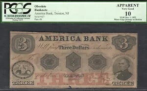 j[W[W[ - America Bank $3 - Haxby NJ 535-G6a - PCGS-C Very Good 10 Apparent