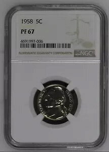 1958 アメリカ 5 セント NGC PF 67 プルーフ ジェファーソン ニッケル コイン 5c