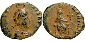 ??AELIA EUDOXIA-14mm/2.28g-400-404 AD-VG-CROSS-RIC 83-ARCADIUS�̍�-T_G_COINS