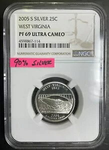 NGC PR69 2005-S �E�F�X�g�o�[�W�j�A �X�e�[�g �N�H�[�^�[ �V���o�[ �u���X�g �z���C�g GEM BU PQ 25c 10