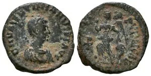 ??VALENTINIAN II-375-392 AD-CHI RO/CHRISTIAN-CAPTIVE-F-12 mm/1.40g-T_G_COINS!