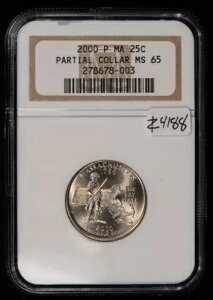2000-P 25c US State Quarter Massachusetts �G���[�����J���[- NGC MS65 - Z4188