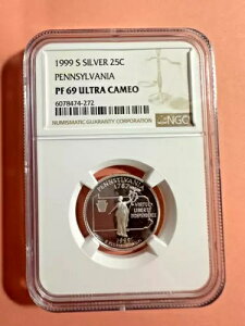 1999 S �V���o�[ 25C �N�H�[�^�[�_���[ �y���V���o�j�A PF 69 �E���g�� �J���I NGC ������