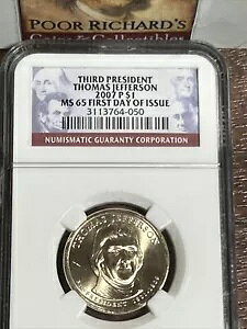 �� 3 ��哝�̃g�[�}�X �W�F�t�@�[�\�� 2007P NGC �F�� MS65 �������s SDL1038