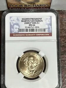 ��8��哝�� Martin Van Buren 2008P SMS NGC Certified MS66 Gem BU SDL1037