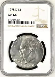 1978 アイゼンハワー $1 ドル NGC MS64 UNC 詳細コイン