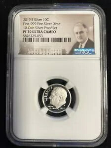 2019 S �V���o�[ DIME 10C FROM 10 �R�C�� �V���o�[ �v���[�t �Z�b�g PF70 NGC U.C