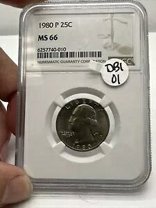 1980 P ���V���g�� �N�H�[�^�[ MS 66 NGC �N���b�h 25c ���z�� DB1 01