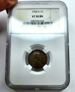 1926 S WHEAT CENT NGC VF30 BN - �����̋}���ȃX�g���C�N