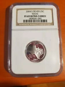 2004 S �V���o�[ 25c �e�L�T�X NGC PF69 �E���g�� �J���I