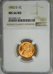 1952 D �����J�[�� �E�B�[�g �Z���g NGC MS66RD �u���C�g ���b�h �f���炵������ PQ #F287C