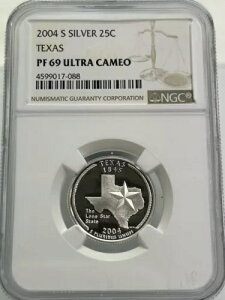 2004 S �V���o�[ 25C �e�L�T�X PF 69 �E���g�� �J���I NGC (NJL027257)