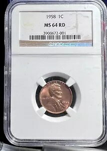 1958 NGC �O���[�h MS64 ���b�h 1 �Z���g �E�B�[�g ���o�[�X #3900672-001 �S�[�W���X