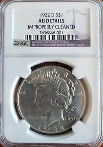 1922 D Peace DOLLAR NGC AU ڍׂsK؂ɐ򂳂Ă