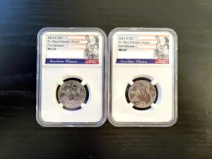 2024 P D ドクター メアリー エドワーズ ウォーカー クォーター NGC MS 67 初回リリース 2 コイン セット W