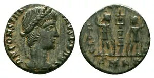 ??�R���X�^���e�B�k�X1��-335-336 AD-14mm/1.65g-VF/XF-HERACLIA-FOLLIS-T_G_COINS!