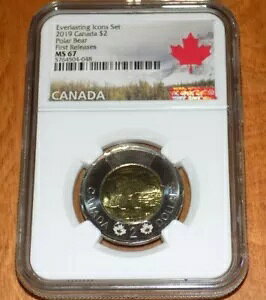 �J�i�_ 2019 $2 NGC MS67 MS 67 POLAR BEAR �������[�X Toonie Two Graded Coin