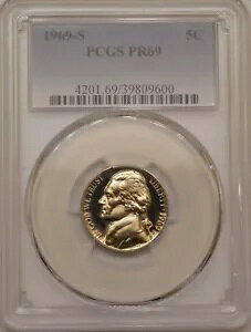 1969-S PCGS PR-69 �W�F�t�@�[�\�� �j�b�P�� 5 �Z���g �J���I�̃R���g���X�g�ɋ߂��f���炵�����