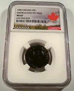 1980 �J�i�_ 25c NGC MS 67 �N�H�[�^�[ �u���C�g �z���C�g