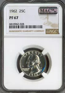 1962 �v���[�t ���V���g�� �V���o�[ �N�H�[�^�[ 25C NGC PF67 MAC �i��