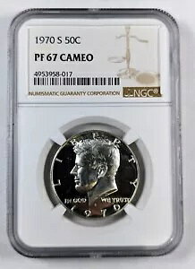 1970-S 40% �V���o�[ �P�l�f�B �n�[�t�_���[ NGC PF67 �J���I �V���[�v�ȃf�B�e�[�� �n�C�O���[�h