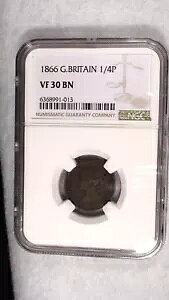 1866 N CMX 1/4 yj[ NGC VF30 BN 1/4P RCʉiŔ̔!
