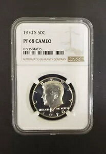 1970 S NGC PF68 �J���I �V���o�[ �v���[�t �P�l�f�B �n�[�t�_���[ �z���C�g �R�C�� JFK 50C