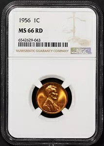 1956 1c �����J�[�� �w�b�h �E�B�[�g �Z���g MS 66 ���b�h �W�F�� NGC # 6542629-043 + �{�[�i�X
