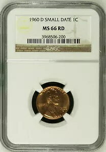 1960-D 1C RD X[ fCg J[LO 1 Zg NGC MS66RD 3968506-200