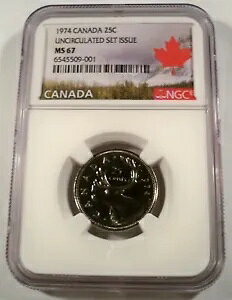 1974 �J�i�_ 25c NGC MS 67 �N�H�[�^�[ �u���C�g �z���C�g