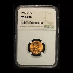 1949-D 1c �����J�[�� �E�B�[�g �Z���g NGC MS64 RD - �������� �č�