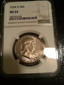 1954 D NGC MS64 tN n[t_[ 50 c 90% Vo[ (f炵\ʃGbW̒F)!