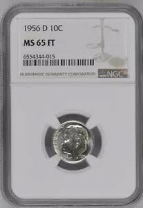 1956-D 10C FB ���[�Y�x���g �_�C�� NGC MS65FT 6554344-015