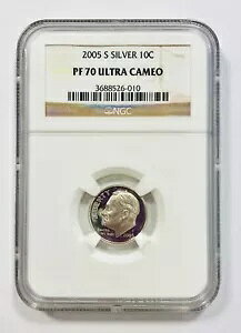 2005 S �V���o�[ 10c DIME NGC PF70 ULTRA CAMEO �u���E�� ���x�� - �v���ɔ���