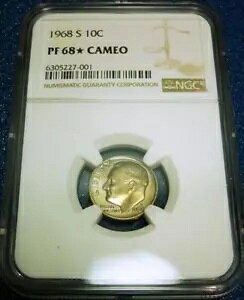 1968-S NGC PF68 ? �X�^�[ �J���I 10C ���[�Y�x���g �_�C�� #001