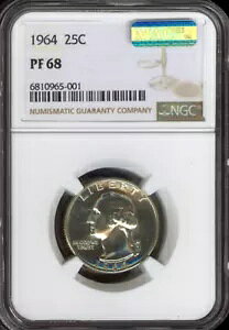 1964 �v���[�t ���V���g�� �V���o�[ �N�H�[�^�[ 25C NGC PF68 MAC �i��