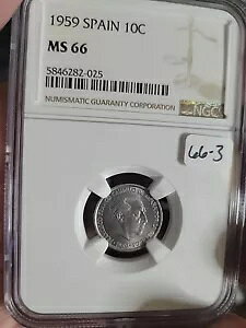 �X�y�C��-1959-10 CENTIMOS SUPER HIGH GRADE NGC MS 67 �M���V���l�̃s�[�g ww