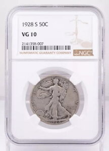 1928-S �E�H�[�L���O ���o�e�B �n�[�t�_���[ NGC VG10 �F�� �V���o�[ 50c