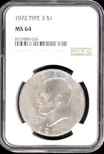 1972 ^Cv 3 AC[n[ $1 h NGC MS64 BU ڍ׃RC