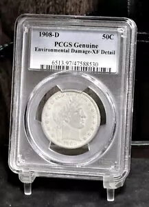 1908-D 理容室ハーフダラー - PCGS XF 詳細、環境損傷 (#51149-L)