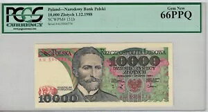ポーランド 1988 10,000 ズロティチ PCGS 66 PPQ UNC "シリーズ AU" スタニスワフ ヴィスピアンスキー