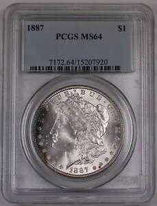 1887 US ���[�K�� �V���o�[ �_���[ �R�C�� $1 PCGS MS-64 ���C�g�g�[�� Br7 B