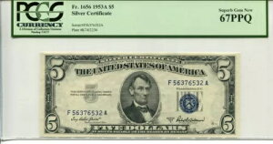 FR 1656 1953A $5 �V���o�[�ؖ��� 67 PPQ �f���炵����� �V�i