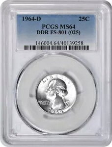 1964-D ���V���g�� �N�H�[�^�[ DDR FS-801 MS64 PCGS