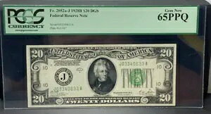 Fr#2052-J 1928B $20 FRN JUXVeB *{* PCGS GEM 65 PPQ 
