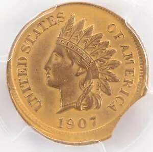 1907 Indian Cent Broadstruck & 3% Curved Clip PCGS AU ڍ