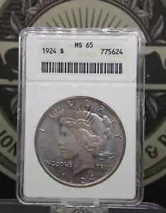 1924 P Peace SILVER Dollar $1 ANACS MS65 #624 *SOAP BOX* Gem BU ������